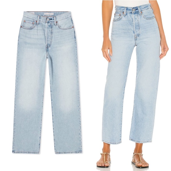 LEVI’S Premium Ribcage Straight Ankle Jeans in Middle Road Size 25 - Picture 1 of 4